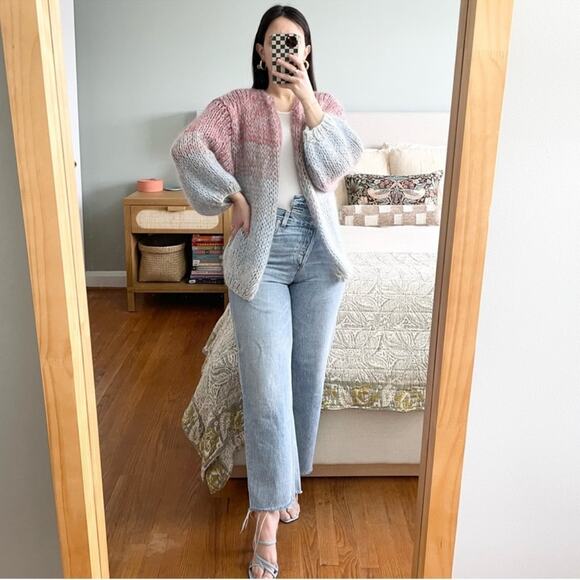 Maiami Mohair Big Open Knit Cardigan Gradient Fade - Picture 4 of 8